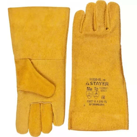 Термостойкие краги STAYER &quot;MASTER&quot; для сварки и тяжелых механических работ, 350 мм 11330-XL_z01 купить в Перми