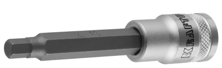 Торцовая бита-головка KRAFTOOL &quot;INDUSTRIE QUALITAT&quot;, удлиненная, материал S2, HEX, сатинированная, 1/2&quot;, H7 27909-07_z01 купить в Перми