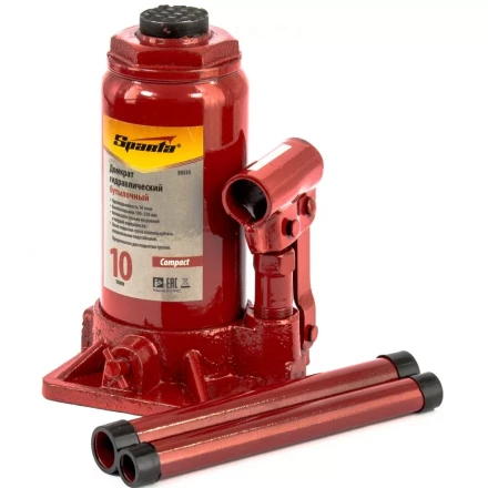Домкрат гидравлический бутылочный 10 т, h подъема 190-370 мм Sparta Compact 50335 купить в Перми