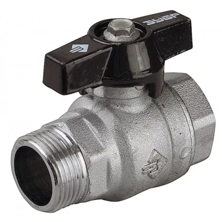 Кран шаровой ЗУБР полнопроходной &quot;мама-папа&quot;, бабочка, хромиров латунь, 3/4&quot; 4-51324-C-3/4 купить в Перми