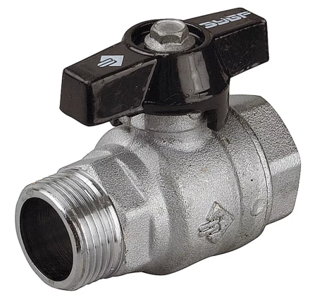 Кран шаровой ЗУБР полнопроходной &quot;мама-папа&quot;, бабочка, хромиров латунь, 3/4&quot; 4-51324-C-3/4 купить в Перми