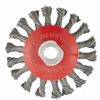 Щетка для УШМ, 125 мм, М14, &quot;тарелка&quot;, крученая проволока  0,5 мм  MATRIX 74611 купить в Перми