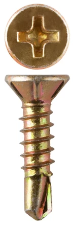 Саморезы ЗУБР &quot;МАСТЕР&quot; со сверлом для оконного профиля, жёлтопассивированные, 3.9x13мм, 60шт 300236-39-013 купить в Перми