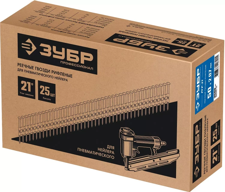 ЗУБР SN21 50 х 2.87 мм, реечные гвозди рифленые, 3500 шт (305392-50) купить в Перми