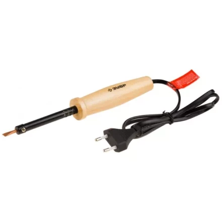 Электропаяльник ЗУБР &quot;МАСТЕР&quot; с деревянной рукояткой и долговечным жалом, форма клин, 25Вт 55405-25_z01 купить в Перми