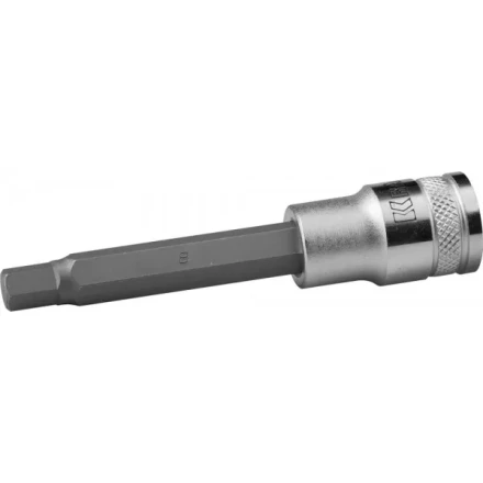 Торцовая бита-головка KRAFTOOL &quot;INDUSTRIE QUALITAT&quot;, удлиненная, материал S2, HEX, сатинированная, 1/2&quot;, H8 27909-08_z01 купить в Перми