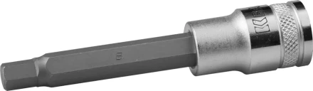 Торцовая бита-головка KRAFTOOL &quot;INDUSTRIE QUALITAT&quot;, удлиненная, материал S2, HEX, сатинированная, 1/2&quot;, H8 27909-08_z01 купить в Перми