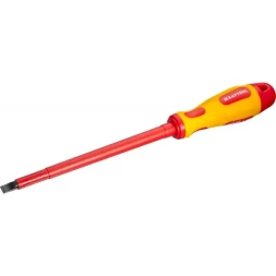 Отвертка KRAFTOOL, высоковольтная, Cr-Mo-V стержень, двухкомпонент. маслобензостойкая рукоятка, SL, 8,0х175мм 250083-8.0-175
