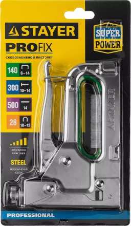 Степлер &quot;Max 140&quot; с регулировкой силы удара, металл корпус 4-в-1: тип 140 (6-14 мм) / 28 (9-11 мм) / 300 (10-14 мм) / 500 (14 мм), STAYER 31508_z02 купить в Перми