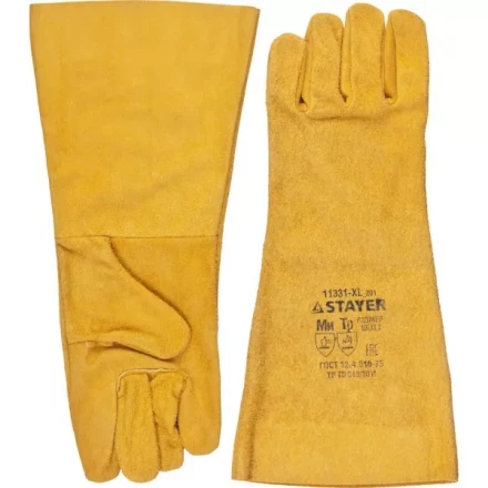 Термостойкие краги STAYER &quot;MASTER&quot; для сварки и тяжелых механических работ, 400 мм 11331-XL_z01 купить в Перми