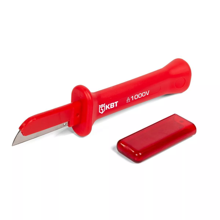 Нож монтерский диэлектрический КВТ НМИ-15 с частично изолированным прямым лезвием (86567) купить в Перми