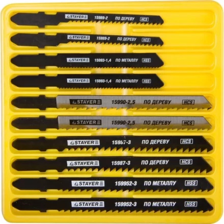Набор STAYER &quot;PROFI&quot; Пилки &quot;МАСТЕР №3&quot; для эл/лобзика, по дереву, мет. и пластику, EU-хвост.,10шт 15981-H10-3 купить в Перми