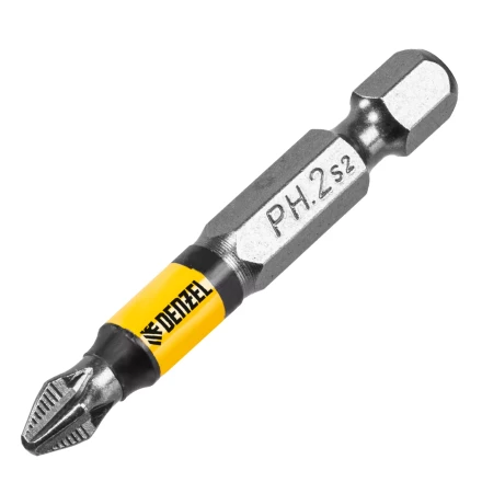 Бита PH2х50, сталь легированная S2, 10 шт., круглый профиль, отрывная упаковка, Е 6,3 Denzel 11679 купить в Перми