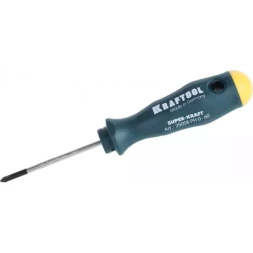 Отвертка KRAFTOOL, Cr-Mo-V закалённый стержень, двухкомпонентная противоскользящ рукоятка, PH 0x60мм 25008-0-060