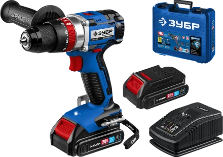 Бесщеточная дрель-шуруповерт ударная Зубр, 2 АКБ T7 (2 Ач), в кейсе DBS-201-22 серия «ПРОФЕССИОНАЛ» купить в Перми