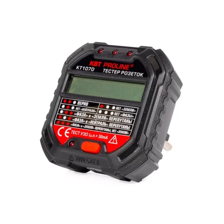 Тестер розеток и УЗО КВТ КТ 107D (86321) купить в Перми