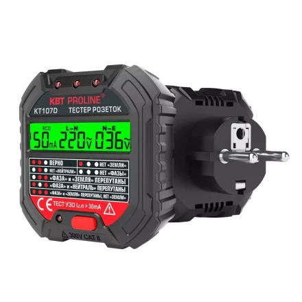 Тестер розеток и УЗО КВТ КТ 107D (86321) купить в Перми