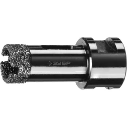 Алмазная коронка ЗУБР "ПРОФЕССИОНАЛ" универсальная для УШМ, сухое сверление, алмазы на вакуумной пайке, посадка М14, d=20мм 29865-20