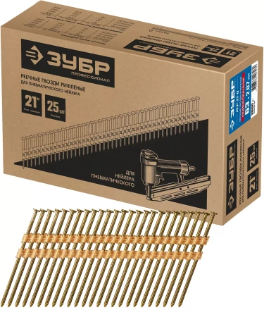 ЗУБР SN21 63 х 2.87 мм, реечные гвозди рифленые оцинкованные, 3000 шт (305393-63) купить в Перми