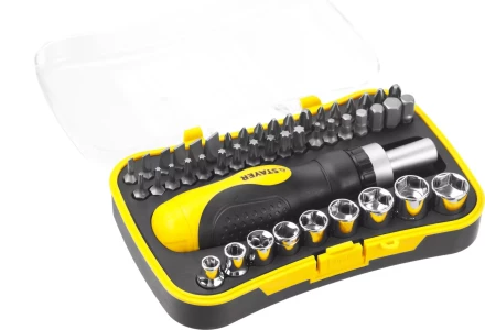 Набор STAYER "MASTER" "HERCULES": Отвертки, реверс отвертка, биты 35шт, адаптер для торц голов, торц голов 9шт, 46 предм 25084-H46 купить в Перми