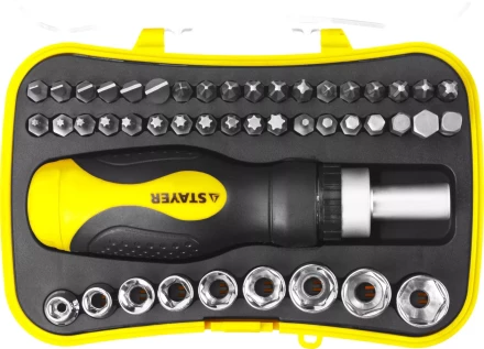 Набор STAYER "MASTER" "HERCULES": Отвертки, реверс отвертка, биты 35шт, адаптер для торц голов, торц голов 9шт, 46 предм 25084-H46 купить в Перми