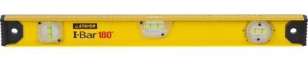 Уровень STAYER &quot;MASTER&quot; &quot;I-Bar&quot; РЕЛЬС двутавровый, 3 противоударных ампулы (1 поворотная на 360 град), линейка, 60см 3470-060_z01 купить в Перми