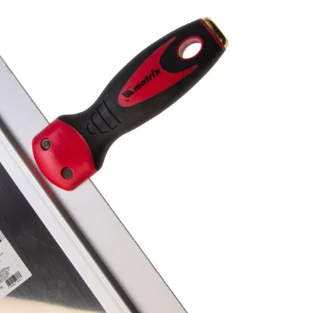 Шпатель фасадный из нержавеющей стали, 350 мм, двухкомпонентная ручка, широкое полотно Matrix 85539 купить в Перми