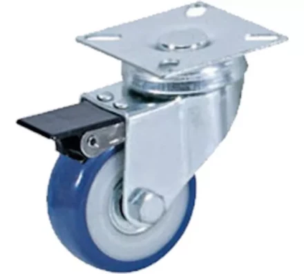 Колесо аппаратное поворотное SCvb 92 75 мм с тормозом (синяя резина) 1027150 купить в Перми