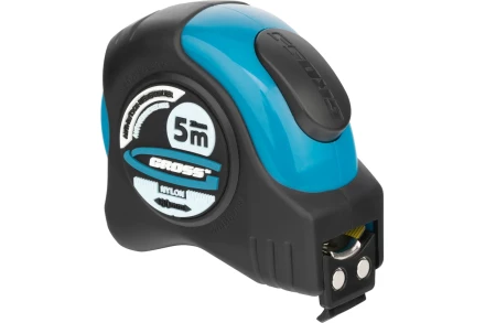 Рулетка "Schlagfest" 5 м x 25 мм магн. обрез зацеп двухст. шкала нейлон покр. автоматич  GROSS 31113 купить в Перми