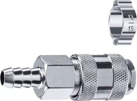 ЗУБР штуцер елочка, 10 мм - рапид муфта, переходник с обжимным хомутом, Профессионал (64917-10) купить в Перми