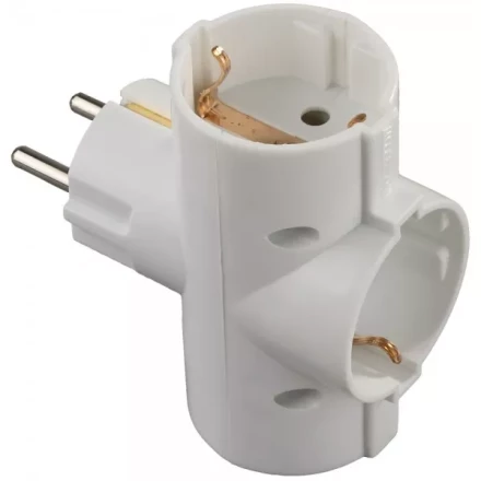 Тройник СВЕТОЗАР электрический с заземлением, 3 гнезда SV-55093 купить в Перми