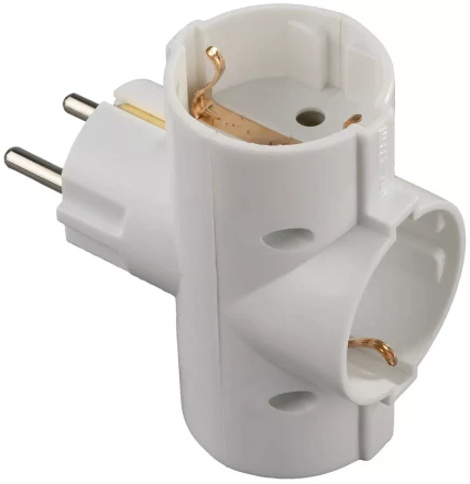 Тройник СВЕТОЗАР электрический с заземлением, 3 гнезда SV-55093 купить в Перми