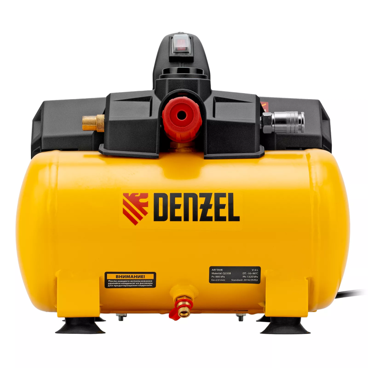 Компрессор Denzel DLS750/6 58019 безмасляный малошумный 750 Вт, 140 л/мин,ресивер 6 л купить в Перми