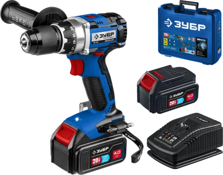 Бесщеточная дрель-шуруповерт Зубр, 2 АКБ T7 (4 Ач), в кейсе DB-201-42 серия «ПРОФЕССИОНАЛ» купить в Перми