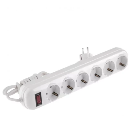 Удлинитель бытовой с заземлением и выключателем 3 м 6 розеток 10 A серия УХз10 Denzel 95981 купить в Перми