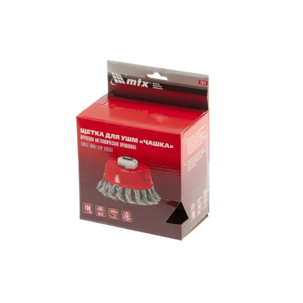 Щетка для УШМ 150 мм М14 &quot;чашка&quot; крученая проволока 0,35 мм MTX 74618 купить в Перми