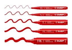 ЗУБР МП-300К красный, 2-5 мм, клиновидный перманентный маркер (06323-3)