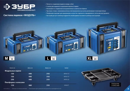 ЗУБР МОДУЛЬ-25, 440 х 310 х 250 мм, (17), размер XL, пластиковый ящик для инструментов, Профессионал (38165-25) купить в Перми