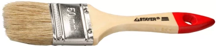 Кисть плоская STAYER &quot;UNIVERSAL-STANDARD&quot;, светлая натуральная щетина, деревянная ручка, 50мм 0101-050 купить в Перми