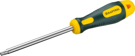 Отвертка KRAFTOOL, Cr-Mo-V сталь, двухкомпонентная противоскользящая рукоятка, TORX Hole, №40x125мм 250077-40-125 купить в Перми
