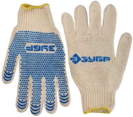 Перчатки ЗУБР хлопчатобумажные с защитой от скольжения, XL 114031 купить в Перми