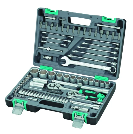 Набор инструментов 1/2 и 1/4  CrV, пластиковый кейс  82 предмета STELS 14105 купить в Перми