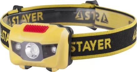 Фонарь STAYER &quot;MASTER&quot; налобный светодиодный, 1Вт(80Лм)+2LED, 4 режима, 3ААА 56568 купить в Перми
