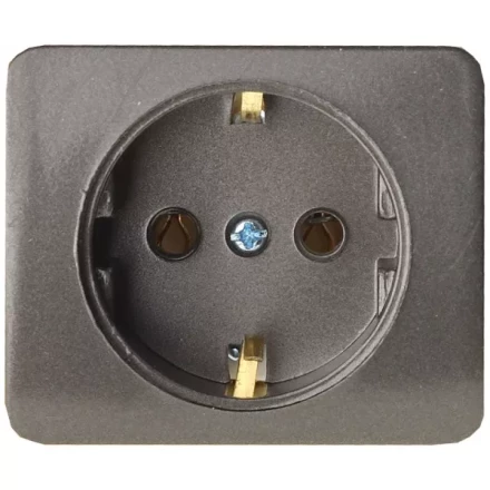 Розетка СВЕТОЗАР &quot;ГАММА&quot; с заземлением, одинарная, без вставки и рамки, цвет темно-серый металлик, 16А/~250В SV-54105-DM купить в Перми