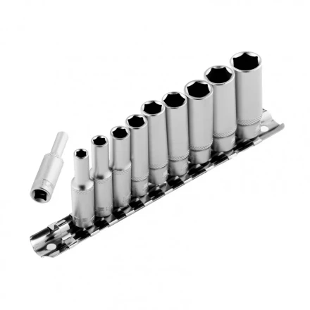 Набор удлиненных торцевых головок 1/4 шестигранные CrV 10 шт 4-13 мм Stels 13605 купить в Перми