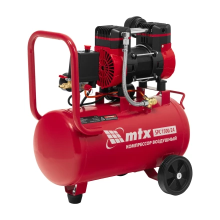 Компрессор безмасляный малошумный SPC 1500/24, 1500 Вт, ресивер 24 л, 260 л/мин// MTX 58139 купить в Перми
