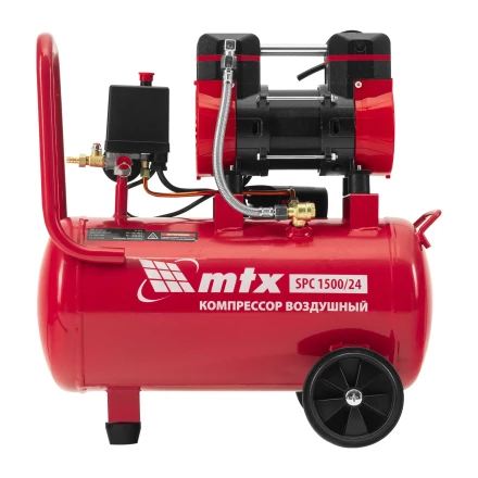 Компрессор безмасляный малошумный SPC 1500/24, 1500 Вт, ресивер 24 л, 260 л/мин// MTX 58139 купить в Перми
