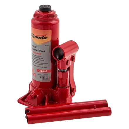 Домкрат гидравлический бутылочный, 4 т, h подъема 180–320 мм Sparta Compact 50339 купить в Перми