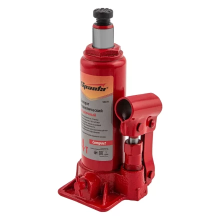 Домкрат гидравлический бутылочный, 4 т, h подъема 180–320 мм Sparta Compact 50339 купить в Перми