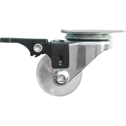 Колесо ПУ прозрачное поворотное с тормозом d-35 мм, крепление платформенное Сибртех 68736 купить в Перми